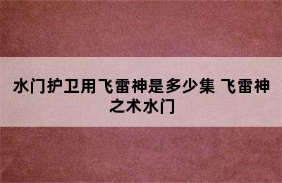 水门护卫用飞雷神是多少集 飞雷神之术水门